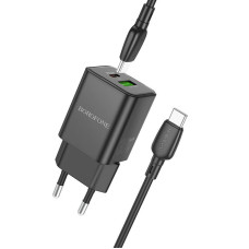 Сетевое зарядное устройство BOROFONE BN14 PD30W+QC3.0 (USB, Type-C), кабель Type-C-Type-C, черный Сетевое зарядное устройство BOROFONE BN14 PD30W+QC3.0 (USB, Type-C), кабель Type-C-Type-C, черный