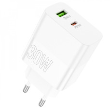 Сетевое зарядное устройство BOROFONE BN14 PD30W+QC3.0 два порта (USB, Type-C), белый Сетевое зарядное устройство BOROFONE BN14 PD30W+QC3.0 два порта (USB, Type-C), белый