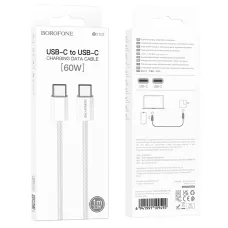 Кабель BX103 Type-C-Type-C 60W, белый, 1 метр BOROFONE 2/360 Кабель BX103 Type-C-Type-C 60W, белый, 1 метр BOROFONE 2/360