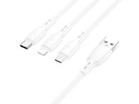 Кабель BX17 3в1 lightning+Micro+Type-C белый, 1 метр BOROFONE 3/360