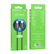 Кабель BX87 Lightning-Type-C 20W черный, 1 метр. поддержка PD 20 Вт BOROFONE /мин.пар.2шт