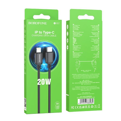 Кабель BX87 Lightning-Type-C 20W черный, 1 метр. поддержка PD 20 Вт BOROFONE 2/1000