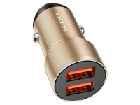 Автомобильное зарядное устройство BOROFONE BZ19B 36W двойной порт QC3.0 USB  золото 1/94/377