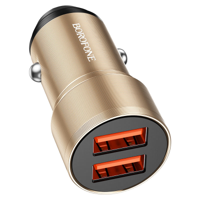 Автомобильное зарядное устройство BOROFONE BZ19B 36W двойной порт QC3.0 USB  золото 1/94/377
