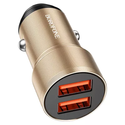 Автомобильное зарядное устройство BOROFONE BZ19B 36W двойной порт QC3.0 USB золото 1/94/377 Автомобильное зарядное устройство BOROFONE BZ19B 36W двойной порт QC3.0 USB золото 1/94/377