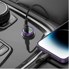 Автомобильное зарядное устройство BOROFONE BZ26A два порта PD43W кабель Type-C-Type-C, фиолетовый Автомобильное зарядное устройство BOROFONE BZ26A два порта PD43W кабель Type-C-Type-C, фиолетовый