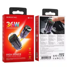 Автомобильное зарядное устройство BOROFONE BZ26A PD36W USB-A+USB-C, ►►быстрая зарядка◄◄, фиолетовый
