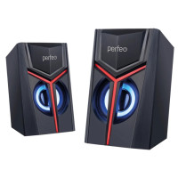 Perfeo колонки "TRIAL", 2.0, мощность 2х3 Вт, USB, чёрн, Game Design, LED подсветка 7 цв /30