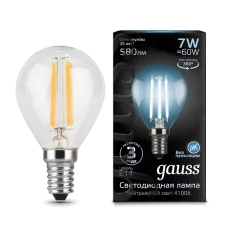 Gauss Лампа светодиодная Filamen F-LED7-G45-4100K-E14 580Lm филаментная 10/50