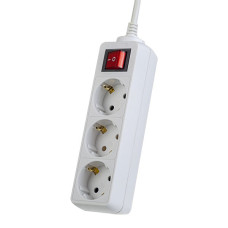 Удлинитель Perfeo с кнопкой "POWERMATE", 5,0м, 3 розетки, белый (PF-PM-3/5,0-W) /30