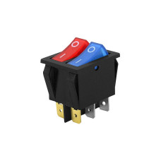 Включатель клавишный с подсветкой ON-OFF 6 контактов красно-голубой, XL2101-1С /2