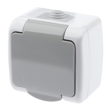 Розетка Intro Atlantic 5-201-03 с земл. 2P+E Schuko, 16А-250В, IP54, открытой уст, серый 10/120