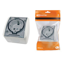 Розетка 1м ОП TDM открытой установки 2П+3 IP54 16А, с прозрачной крышкой, белая "Селигер" 10/120 Розетка 1м ОП TDM открытой установки 2П+3 IP54 16А, с прозрачной крышкой, белая "Селигер" 10/120