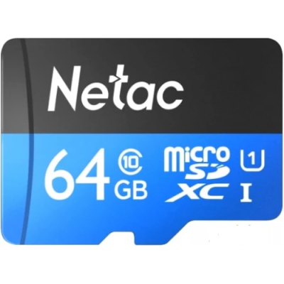 Карта памяти MicroSDXC 64GB U1/C10 Netac P500 Standard (кратность 50шт)