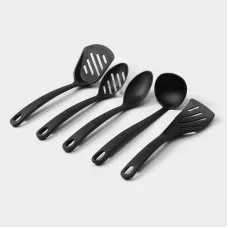 Набор кухонных принадлежностей Доляна «Точки», 5 предметов, цвет чёрный