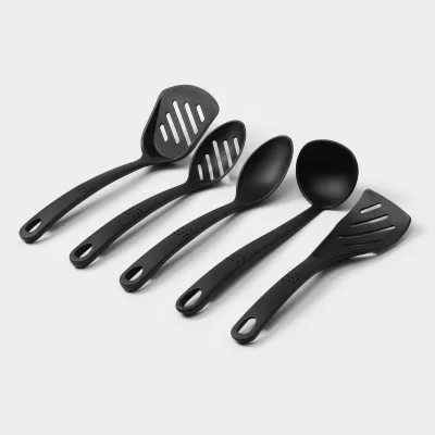 Набор кухонных принадлежностей Доляна «Точки», 5 предметов, цвет чёрный