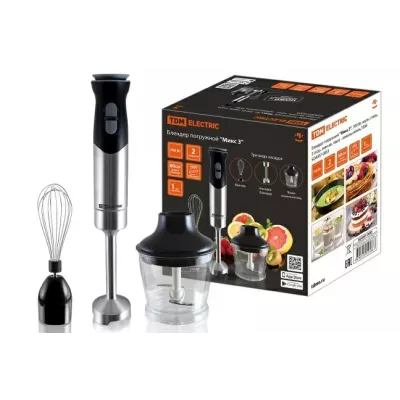 Блендер погружной "Микс 3", 700 Вт, нерж. сталь, 2 скор., венчик, чаша - измельчитель,TDM 1/1