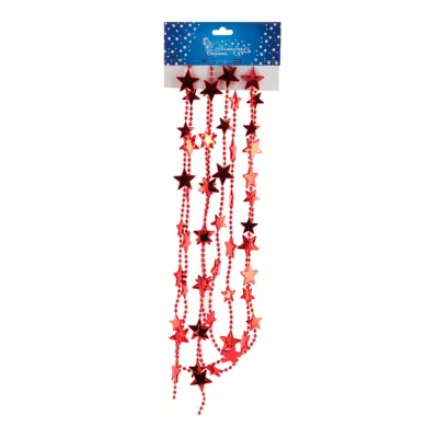 Бусы "Звезды" размер 2см, длина бус 2,7 м, цвет красный 24/144