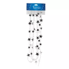 Бусы "Звезды" размер  2см, длина бус 2,7 м, цвет серебро 24/144