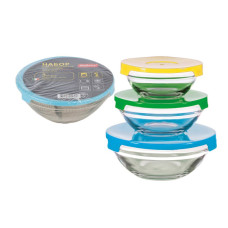 Набор из 3 стеклянных мисок с крышками INSALATO (360/510/920мл) Mallony 1/12 Набор из 3 стеклянных мисок с крышками INSALATO (360/510/920мл) Mallony 1/12