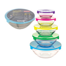 Набор из 5 стеклянных мисок с крышками INSALATO (150/210/360/510/920мл) Mallony 1/12