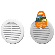 Решетка круглая с москитной сеткой TDM d125, внеш. D150, с фланцем, бел./мин.пар.2шт