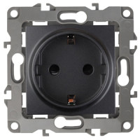 Розетка 2P+E Schuko, 16A-250В, IP20, без м.лапок, Эра12, 12-2001-05 ЭРА антрацит 10/100