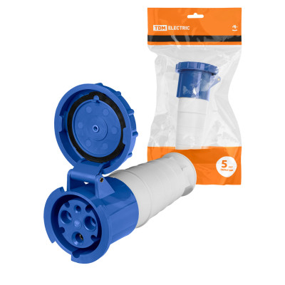 Розетка 233 переносная 2Р+РЕ 63А 220В IP54 TDM 10/60