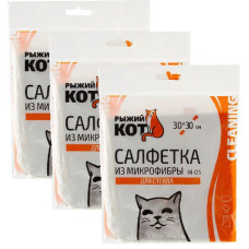 Салфетка из микрофибры для стекла 30х30см M-05 серый Рыжий кот /4