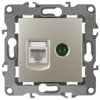 Розетка комбинированная RJ45+TV, IP20, Эра12, 12-3110-04 ЭРА шампань 10/100 ЦЕНА▼