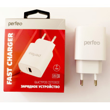 Сетевое зарядное устройство PERFEO с разъемом USB, QC3.0, 18W, белый Сетевое зарядное устройство PERFEO с разъемом USB, QC3.0, 18W, белый