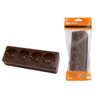 Розетка 4-х местная горизонтальная 2П+3 открытой установки IP20 16A с з/ш бук "Ладога" TDM Розетка 4-х местная горизонтальная 2П+3 открытой установки IP20 16A с з/ш бук "Ладога" TDM