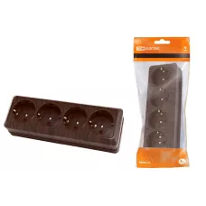 Розетка 4-х местная горизонтальная 2П+3 открытой установки IP20 16A с з/ш бук "Ладога" TDM Розетка 4-х местная горизонтальная 2П+3 открытой установки IP20 16A с з/ш бук "Ладога" TDM