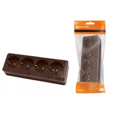 Розетка 4-х местная горизонтальная 2П+3 открытой установки IP20 16A с з/ш бук "Ладога" TDM Розетка 4-х местная горизонтальная 2П+3 открытой установки IP20 16A с з/ш бук "Ладога" TDM