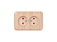 Розетка угловая двойная 2П открытой установки с з/ш IP20 250В 10А сосна "Ладога" TDM