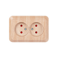 Розетка угловая двойная 2П открытой установки с з/ш IP20 250В 10А сосна "Ладога" TDM