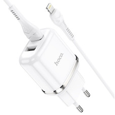 Сетевое зарядное устройство hoco N4 2USB порта белый с кабелем Lightning 1/12/12 Сетевое зарядное устройство hoco N4 2USB порта белый с кабелем Lightning 1/12/12