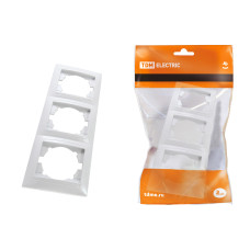 Рамка TDM 3-х постовая, вертикальная, белая "Лама" ЦЕНА ▼