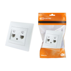 Розетка TDM телефонная RJ11 двойная, белая "Лама" ЦЕНА ▼