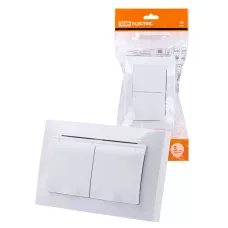 Розетка двойная 2П+З с защ. шт. и крышкой 16А 250В IP44 белая "Таймыр" TDM