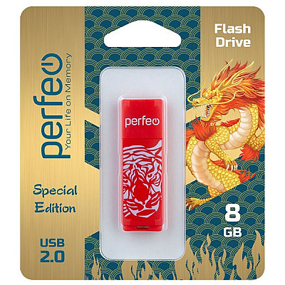Perfeo USB флэш-диск 8GB C04 Red Tiger /10