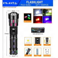 Фонарь ручной аккум. PLD-626C, инд. батар., ZOOM 1x18650, сигнал