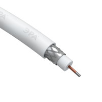 Кабель коаксиальный ЭРА RG-6U, 75 Ом, CCS/(оплётка Al 48%), PVC, цвет белый, бухта 50 м, SIMPLE /12