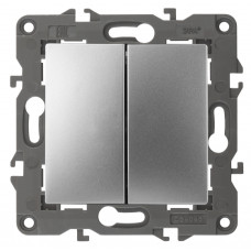 Выключатель двойной, 10АХ-250В, IP20, Эра Elegance, 14-1104-03 ЭРА алюминий 10/100