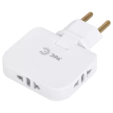 Разветвитель ЭРА SPF-3-FL поворотный на 3 розетки 10А белый