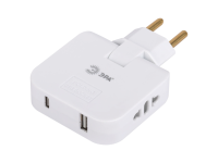 Разветвитель ЭРА SPF-2-FL-USBC поворотный на 2 розетки + 2USB A+C 10А белый