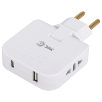 Разветвитель ЭРА SPF-2-FL-USBC поворотный на 2 розетки + 2USB A+C 10А белый
