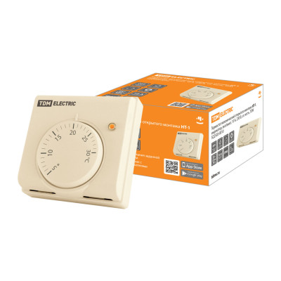 Термостат механический открытого монтажа НТ-1, индикатор, вкл/выкл, 10 А, 230 В, сл. кость, TDM Термостат механический открытого монтажа НТ-1, индикатор, вкл/выкл, 10 А, 230 В, сл. кость, TDM