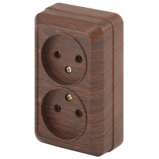 Розетка 2х2P, 16А-250В, 2-203-10  Intro ОУ, Quadro, венге 10/100