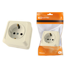 Розетка TDM открытой установки, 2П+З IP20 16А, сл. кость "Ладога" /мин.пар.2шт Розетка TDM открытой установки, 2П+З IP20 16А, сл. кость "Ладога" /мин.пар.2шт